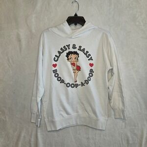 Betty Boop Classy Sassy Boop Oop A Doop White Graphic Hoodie Sweatshirt Womens M